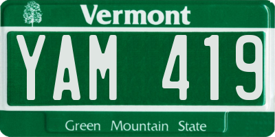 VT license plate YAM419