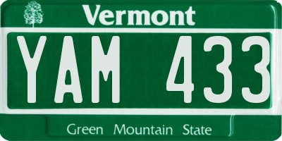 VT license plate YAM433