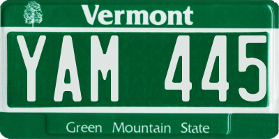 VT license plate YAM445