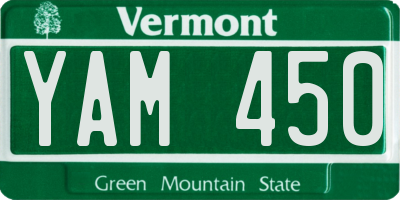 VT license plate YAM450
