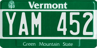 VT license plate YAM452