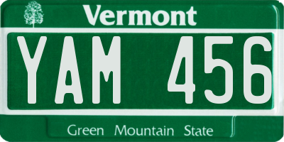 VT license plate YAM456