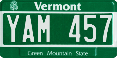 VT license plate YAM457