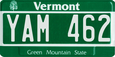 VT license plate YAM462