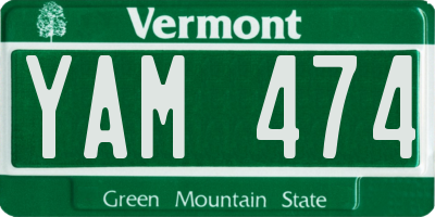 VT license plate YAM474