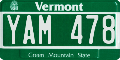 VT license plate YAM478