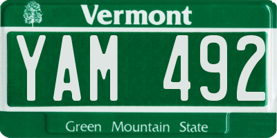 VT license plate YAM492