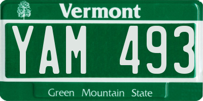 VT license plate YAM493