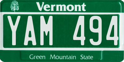 VT license plate YAM494