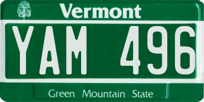 VT license plate YAM496