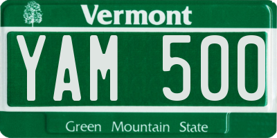 VT license plate YAM500