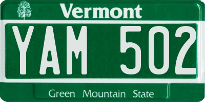 VT license plate YAM502