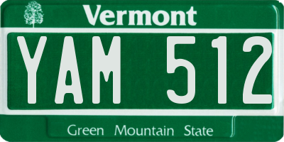 VT license plate YAM512