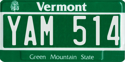 VT license plate YAM514