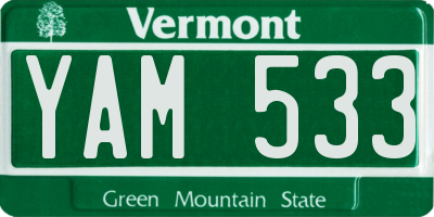 VT license plate YAM533