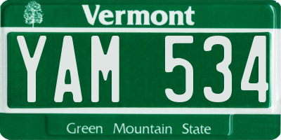 VT license plate YAM534