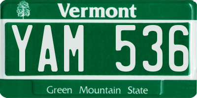 VT license plate YAM536