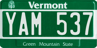 VT license plate YAM537