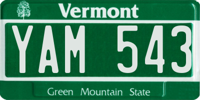 VT license plate YAM543
