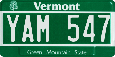 VT license plate YAM547