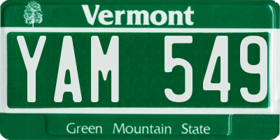 VT license plate YAM549