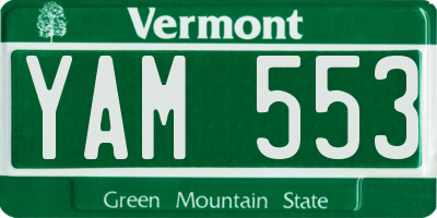 VT license plate YAM553