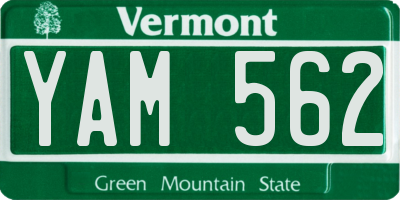 VT license plate YAM562