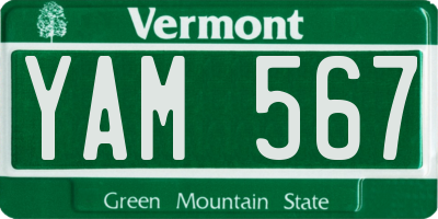 VT license plate YAM567