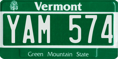 VT license plate YAM574