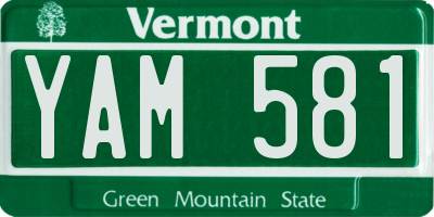 VT license plate YAM581