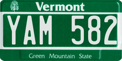 VT license plate YAM582