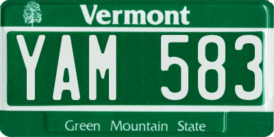 VT license plate YAM583