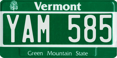 VT license plate YAM585