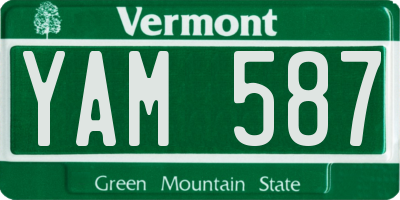 VT license plate YAM587