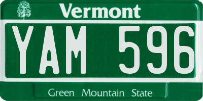 VT license plate YAM596