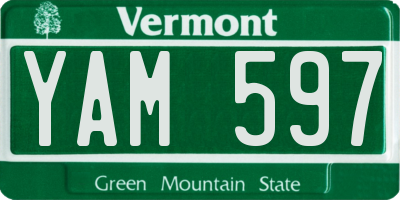 VT license plate YAM597