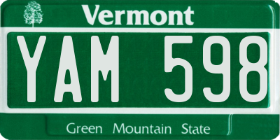 VT license plate YAM598