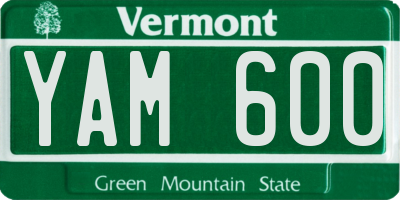 VT license plate YAM600