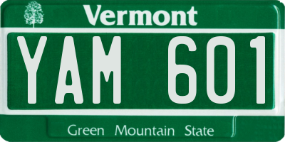 VT license plate YAM601