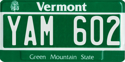 VT license plate YAM602