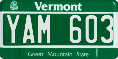 VT license plate YAM603
