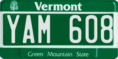 VT license plate YAM608