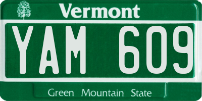 VT license plate YAM609