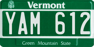VT license plate YAM612