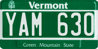 VT license plate YAM630