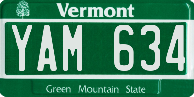 VT license plate YAM634