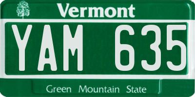 VT license plate YAM635