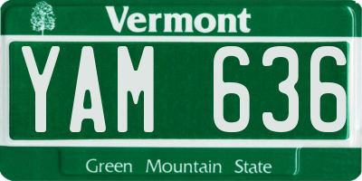 VT license plate YAM636