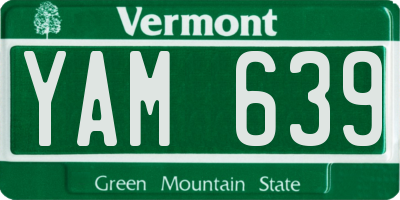 VT license plate YAM639