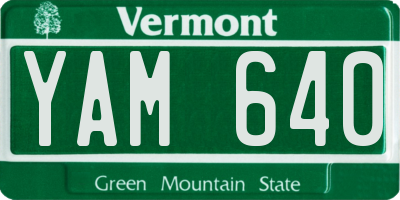 VT license plate YAM640